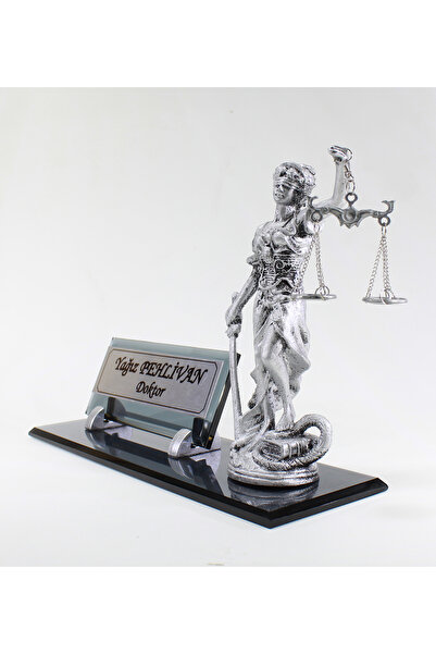 Art Online Hakim Savcı Avukat Zabıt Katibi SMMM Cam Krom Terazili Masa Isimliği