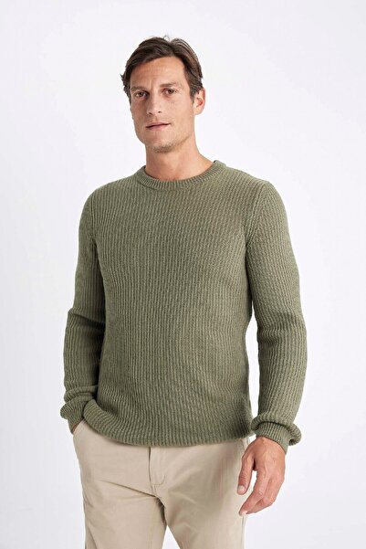 DeFacto Standart Fit Normal Kesim Bisiklet Yaka Dokulu Triko Kazak C8814ax24wn