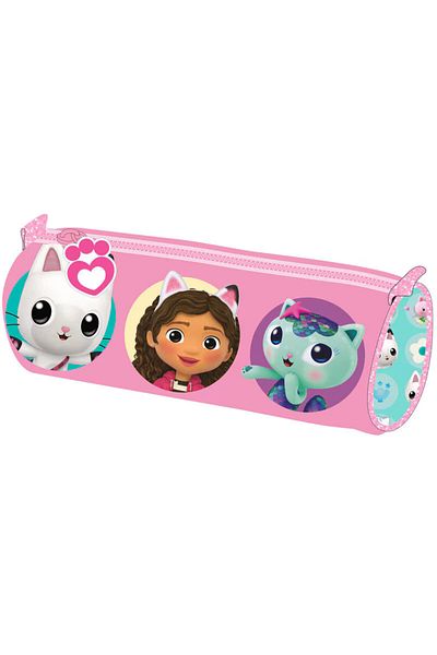 Gabby's Dollhouse Cylinder pencil case 1 zipper, unequipped, 22x8x8 cm, Pink, Gabby's Dollhouse