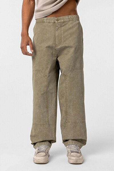 VAMOSCLO Washed Gabardine Trousers Khaki Men's Shoes Gx9688