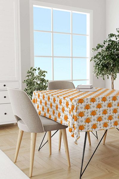 Cango Home Orange Halloween Pumpkin Patterned Digital Printed Tablecloth Cgh759-Ms