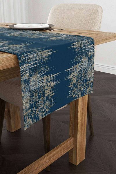 Cango Home Navy Blue Ethnic Patterned Digital Printed Runner Cgh098-Rn