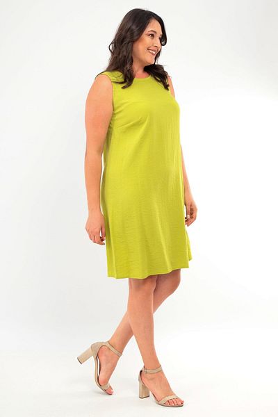Trend42plus Αμάνικο Πράσινο Φόρεμα Plus Size