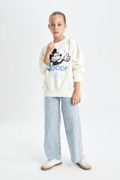 DeFacto Girls Disney Mickey & Minnie Oversize Wide Fit Crew Neck Sweatshirt C7353A824Au