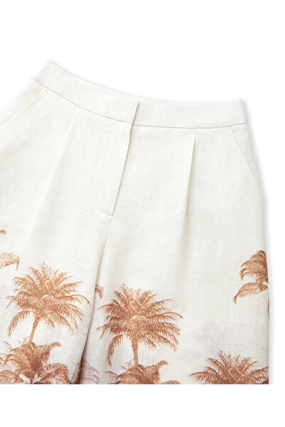 İpekyol Desenli keten pantolon