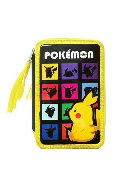Pokemon Pencil case with 3 compartments, 35.5x6.5x20 cm, equipped, 39 pieces, multicolor, Pokemon