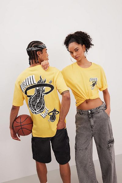 DeFacto Μπλουζάκι με κοντό μανίκι NBA Miami Heat Boxy Fit Crew B9888ax24sm