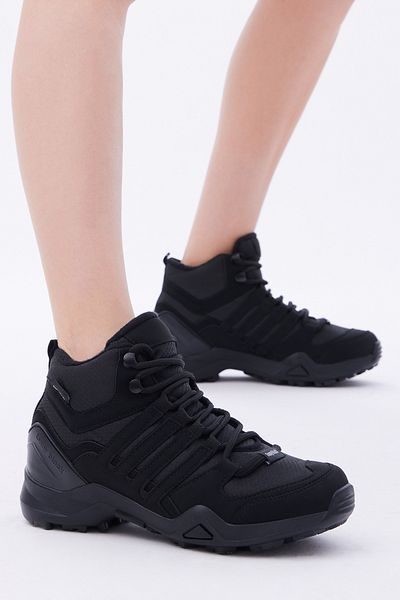 Tonny Black Unisex Μαύρες Μαύρες Άνετες Μπότες Trekking με λεπτομέρεια στο πλάι με κορδόνια