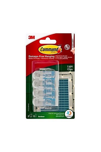COMMAND 16-Piece Solid Pattern Outdoor Light Clips with 20 Foam Strips Small