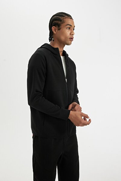 DeFacto Fit Slim Fit Slim Fit με κουκούλα Skuba Diver Φούτερ με φερμουάρ A6956ax24au