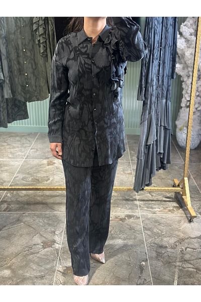 Otto Ruffled Shoulder Suit - Cupra Fabric