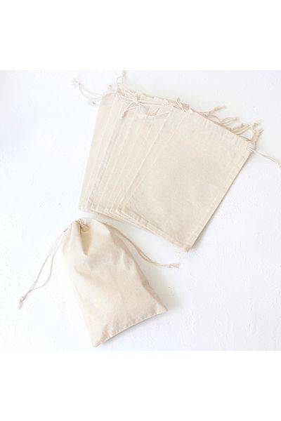 Bimotif Laced Cream Raw Cloth Pouch, 15x25 Cm 10 Pieces