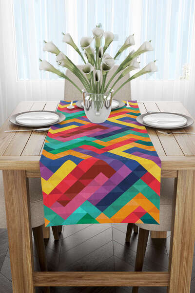 Cango Home Yellow Ethnic Motif Abstract Patterned Digital Printed Runner Cgh1349-Rn