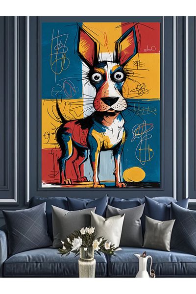 Tablomega Pânză decorativă cu desen de câine colorat - MDF Lemn