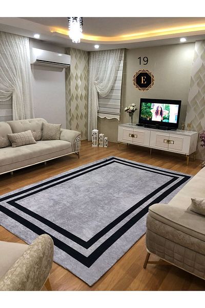 LİMAY Velvet Sponge Free Carpet Cover - Elastic and Thin Washable - for Living Room and Children's Room