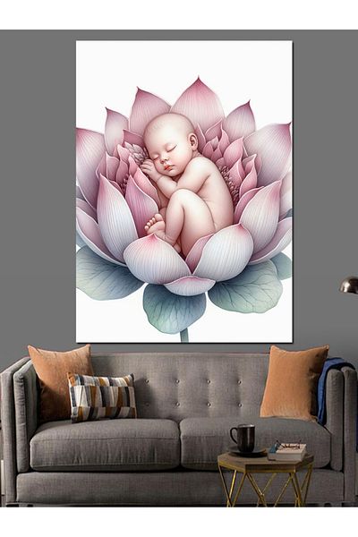 Tablomega Baby Decorative Canvas with Flower Inside - Mdf Wooden Painting