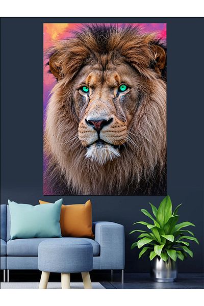Tablomega Lion și simbolul puterii Pânză decorativă - Lemn MDF