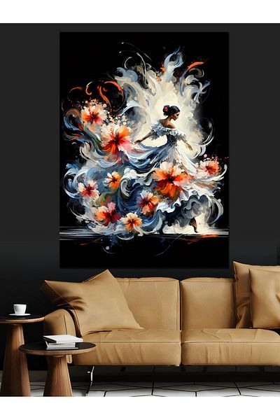 Tablomega Flowers and Dance Decorative Canvas - Mdf Wooden Painting