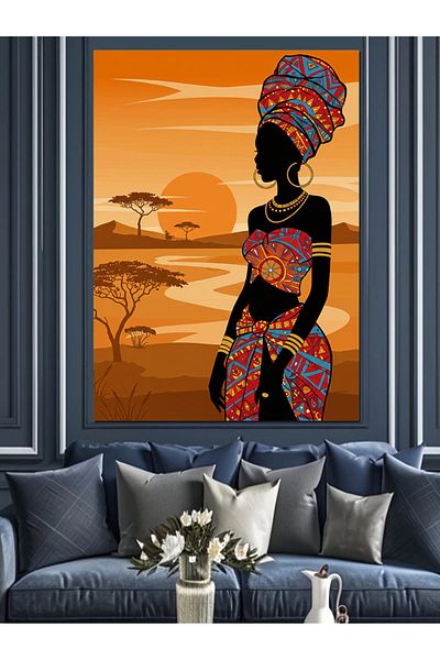 Tablomega African Woman Figure Decorative Canvas - Mdf Wooden Painting