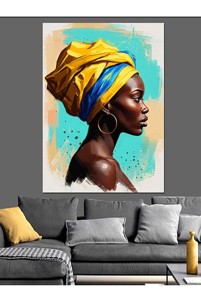 Tablomega Colorful African Woman Decorative Canvas - Mdf Wooden Painting