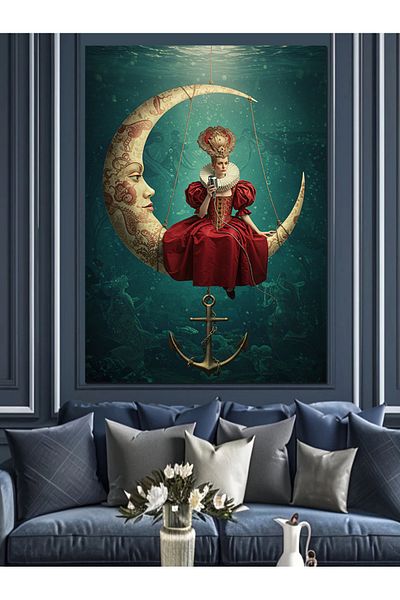 Tablomega Fata Și Capa Sărbătoare Pe Luna Pânză Decorativă - Lemn MDF