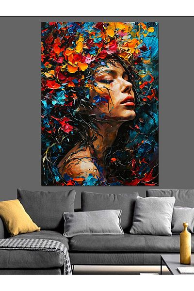 Tablomega Flowers and Women Decorative Canvas - Mdf Wooden Painting