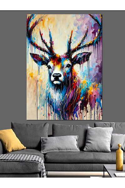 Tablomega Pânză decorativă abstractă colorată cerb - pictură din lemn MDF