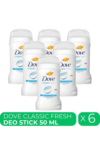 Dove Classic Fresh, deodorant stick femei, 6 buc x 50 ml