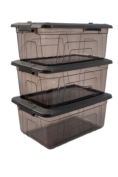 Herevin 5.75 Lt Gray Color Triple Storage Container Set - 210 mm X 312 mm X 140 mm