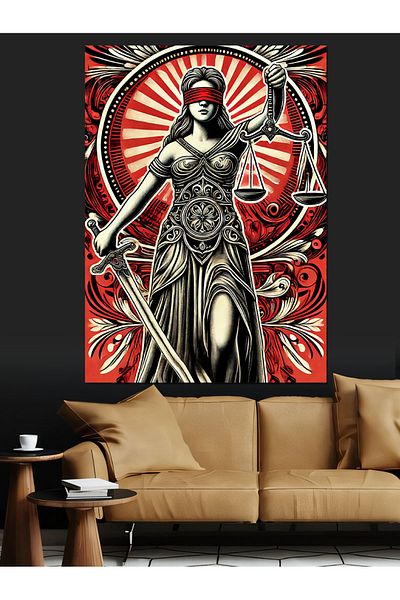 Tablomega Goddess of Justice Themed Woman Decorative Canvas - Mdf Wooden Painting