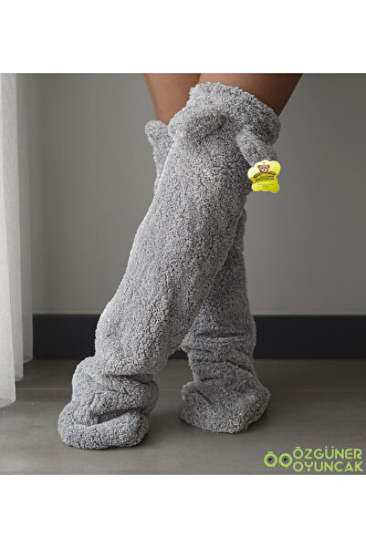 Pababo Plush Socks with Ears Welsoft Above Knee Room Socks Winter Sleeping Socks Foot Warmer Long Socks