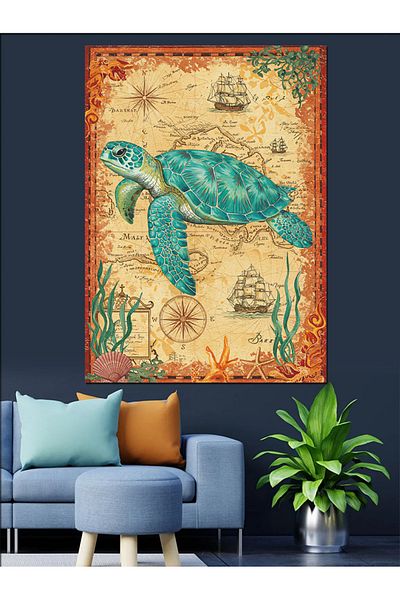 Tablomega Pânză decorativă țestoasă de mare istorică - pictură din lemn MDF