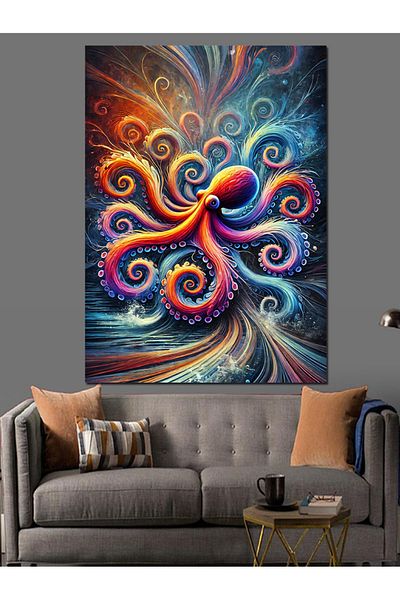 Tablomega Pânză decorativă cu abstracție în spirală de caracatiță colorată - pictură din lemn MDF
