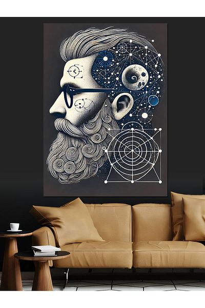 Tablomega Pânză decorativă Space Beard și Artă Geometrică - Lemn MDF
