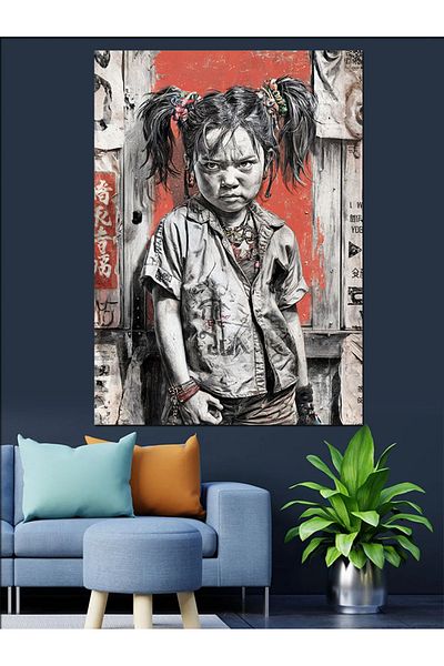 Tablomega Pânză decorativă Girl on the Street - Lemn MDF