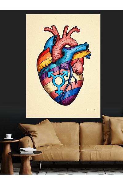 Tablomega Pânză decorativă cu inimă anatomică colorată - MDF Lemn