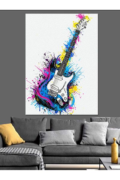 Tablomega Splash Style Electric Guitar Decorative Canvas - Mdf Wooden Painting