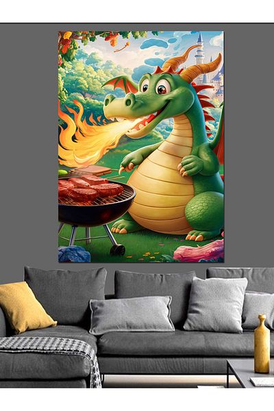 Tablomega Barbecue Dragon Decorative Canvas - Mdf Wooden Painting