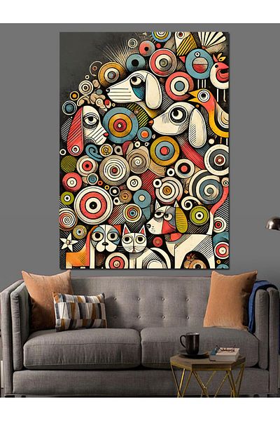 Tablomega Pânză decorativă cu inele abstracte colorate - pictură din lemn MDF