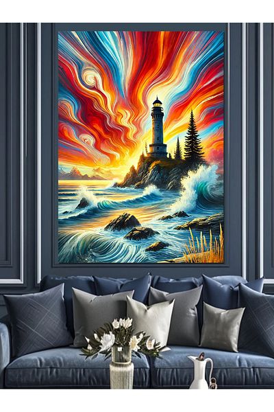 Tablomega Pânză decorativă Stormy Sea și Bright Sun - Lemn MDF