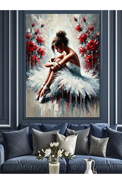 Tablomega Διακοσμητικός καμβάς Ballerina and Floral Elegance - Ξύλινος πίνακας MDF