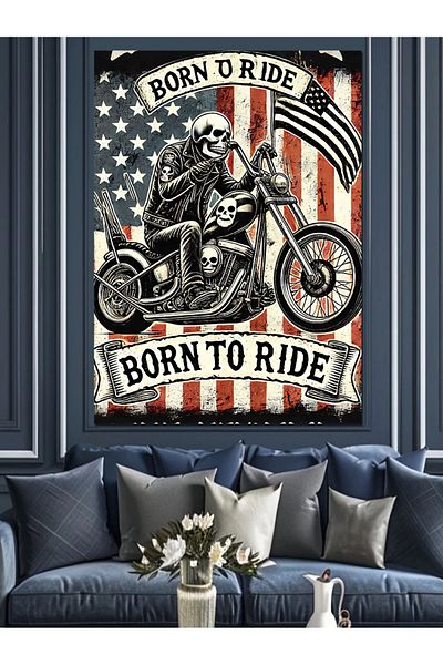 Tablomega Born to Ride Poster Decorative Canvas - Mdf Wooden Painting