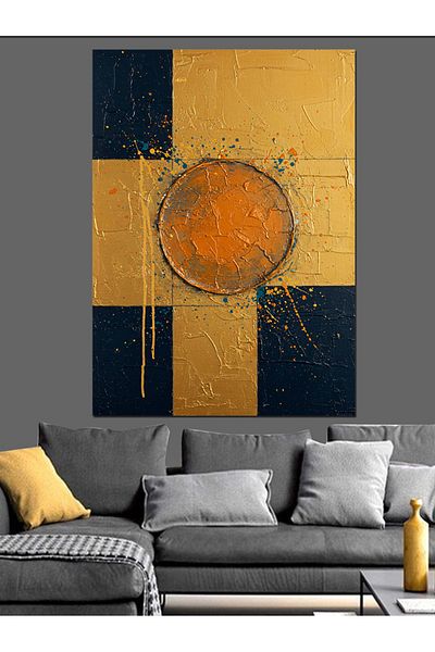 Tablomega Pânză decorativă cu model abstract portocaliu - pictură din lemn MDF