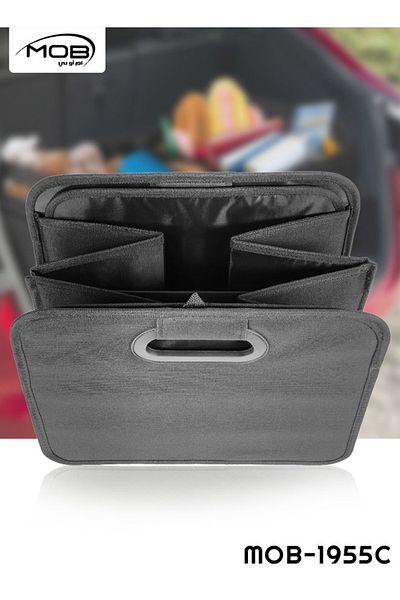Mob 2-in-1 Foldable Shopping Basket & Trunk Organizer with Large Compartments, Mesh Pockets, Handles