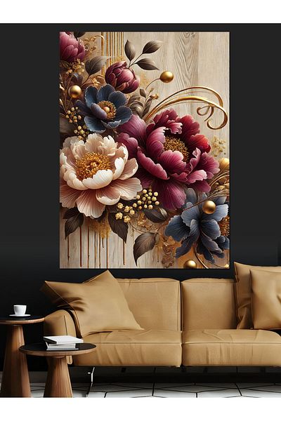 Tablomega Pink Flowers and Elegant Arrangement Decorative Canvas - Mdf Wooden Painting