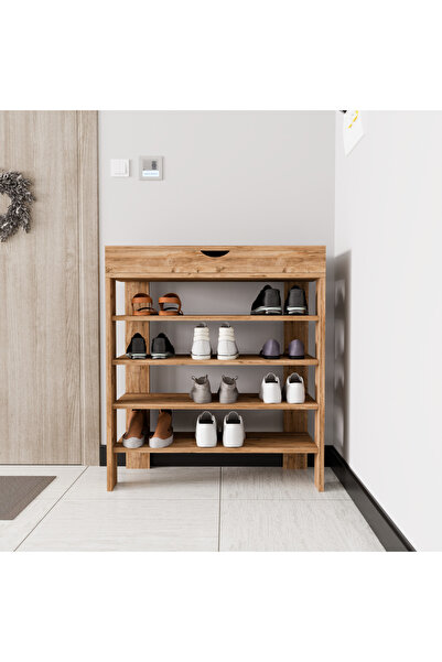 ALONEX HOME Royal Ayakkabılık , 4 Bölmeli , Saklama Gözlü , Atlantik Çam Ayakkabılık, Ekonomik Ayakkabılık