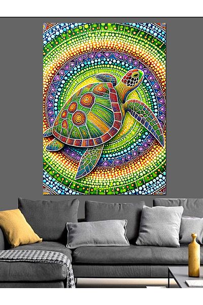 Tablomega Pânză decorativă țestoasă de mare colorată - Lemn MDF