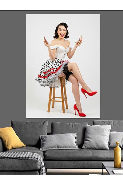 Tablomega Happy Woman Portrait Decorative Canvas - Mdf Wooden Painting