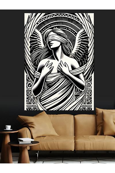 Tablomega Portret de femeie cu aripi Pânză decorativă - Lemn MDF