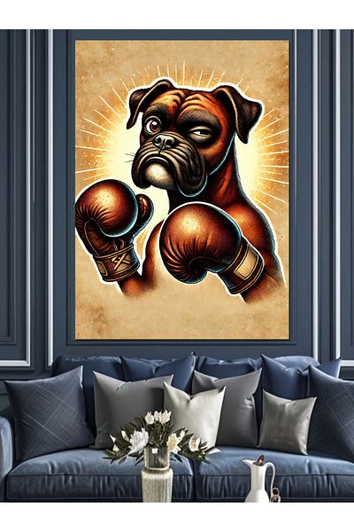 Tablomega Boxer Dog Drawing Decorative Canvas - Mdf Wooden Painting